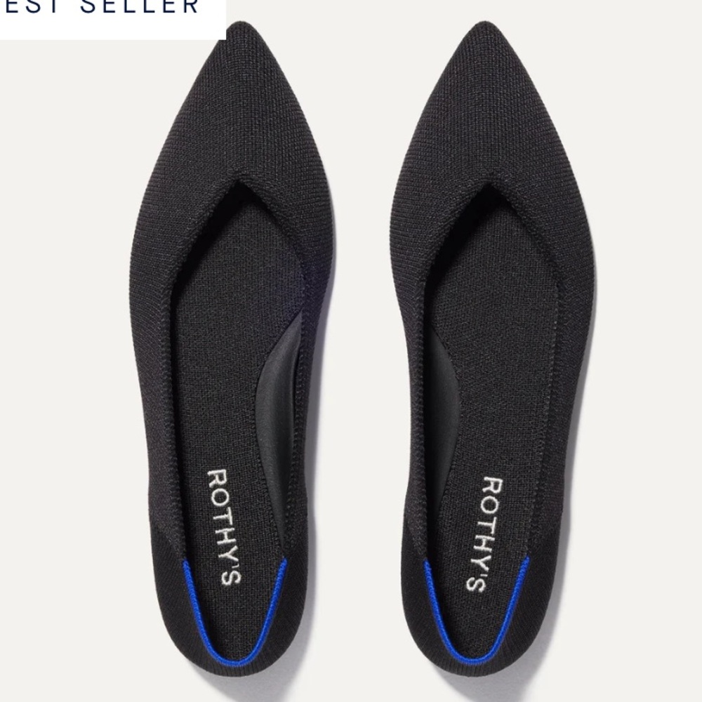 Rothy's Black Flats with Blue Accents